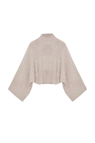 Stil Modern Kadın Regular Standart Kol Dik Yaka Crop Basic Saç Örgü Triko Kazak
