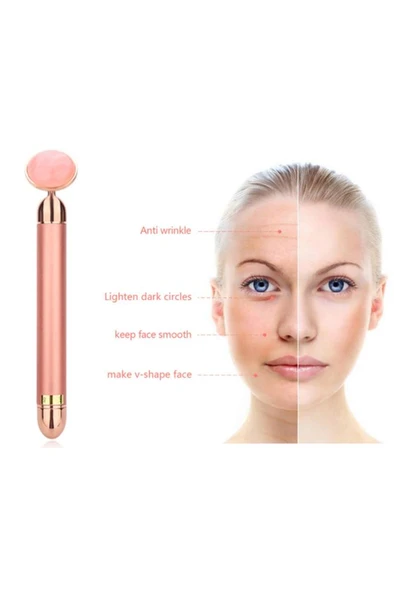 Titreşimli Güzellik Masaj Kalemi Doğal Pink Jade (Yeşim) Taş, Pembe Çubuk - 7