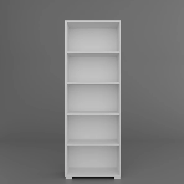Midoser Lucas Serisi Mat Beyaz 5 Raflı Kitaplık - 5