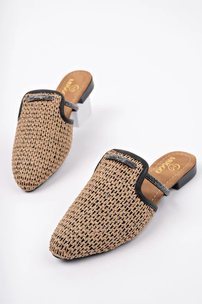 Muggo ZİNTA Önü Kapalı Kadın Günlük Hasır Terlik - 8