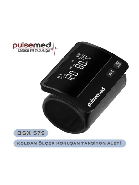 PULSEMED BSX 579 TANSİYON ALETİ KOLDAN ÖLÇER KONUŞAN KABLOSUZ DOĞRUDAN MANŞET ÜZERİNE ENTEGRE - Resim 2