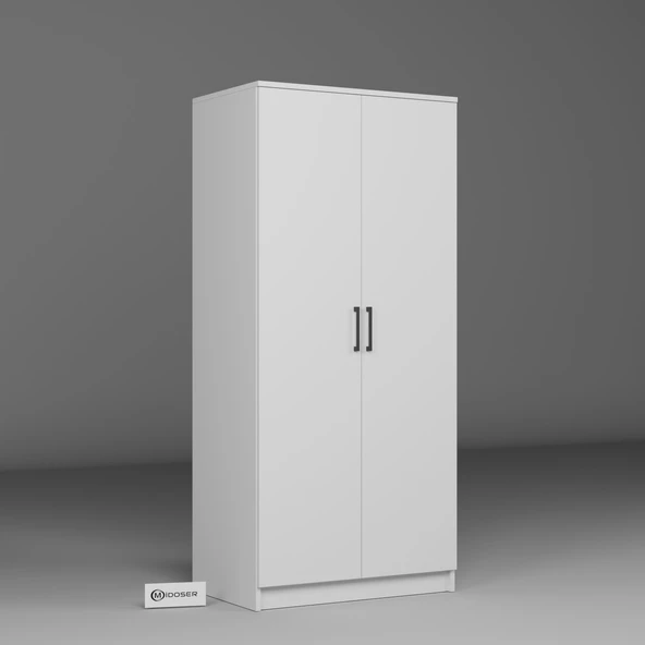 Midoser Kardelen Serisi 80 Cm Mat Beyaz 2 Kapılı 4 Raflı Elbise Dolabı - 6