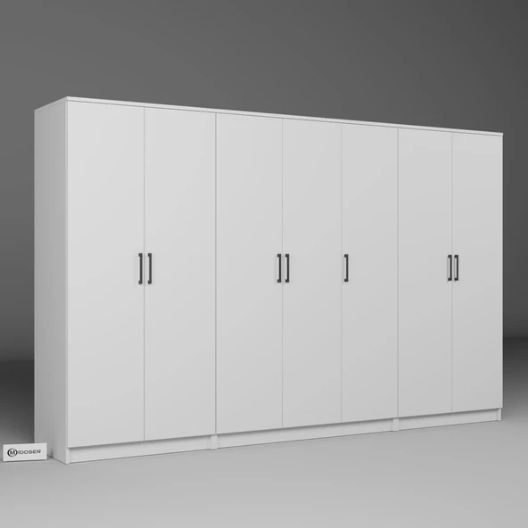 Midoser Kardelen Serisi Beyaz 7 Kapılı 13 Raflı 280 Cm Elbise Dolabı-gardırop Seti, Derinlik : 50 Cm - 5