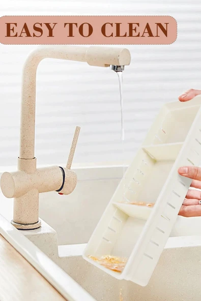 3 Adet Orta Boy Ayarlanabilir Beyaz Plastik Organizer & Çekmece Düzenleyici - Resim 4