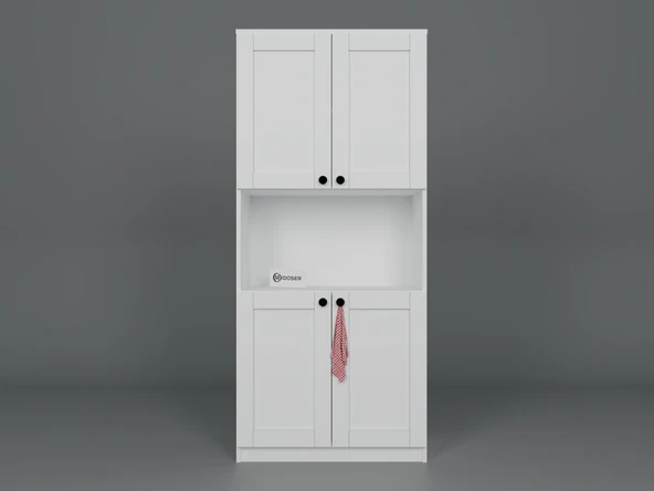 Midoser Lucas 4 Kapaklı Çok Amaçlı Dolap, Çok Amaçlı Banyo, Mutfak Ve Mikrodalga Fırın Dolabı - Beyaz - 7