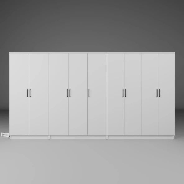 Midoser Kardelen Serisi Beyaz 9 Kapılı 14 Raflı 340 Cm Elbise Dolabı - Gardırop Seti, Derinlik : 50 Cm - 4