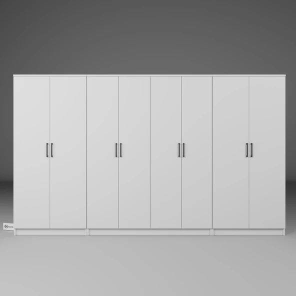 Midoser Kardelen Serisi Beyaz 8 Kapılı 14 Raflı 300 Cm Elbise Dolabı - Gardırop Seti, Derinlik : 50 Cm - 5