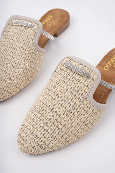 Muggo ZİNTA Önü Kapalı Kadın Günlük Hasır Terlik - 3