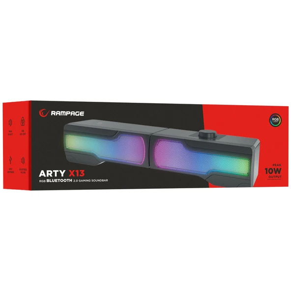 Rampage Arty X13 2.0 Bluetooth'lu Rms 3W*2 RGB Işıklı Multimedia Usb 5V 45dB Gaming Oyuncu Speaker - 8