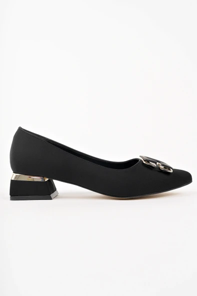 Muggo VENTİ Kalın Topuk Sivri Burun Tokalı Kadın Klasik Topuklu Ayakkabı - 3