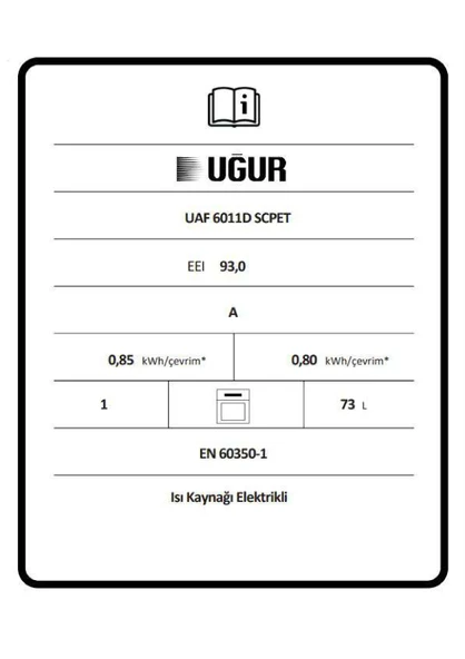 Uğur UAF 6011D SCPET Fry Art Siyah Ankastre Fırın - 5