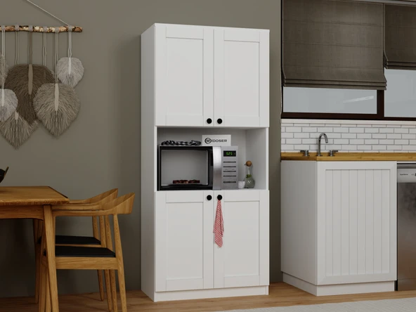 Midoser Lucas 4 Kapaklı Çok Amaçlı Dolap, Çok Amaçlı Banyo, Mutfak Ve Mikrodalga Fırın Dolabı - Beyaz - 2