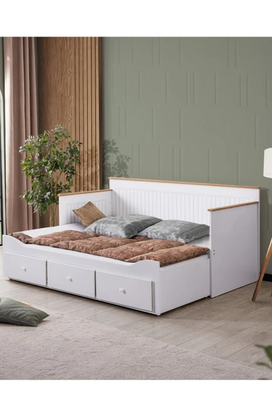 Yavrulu Karyola, Marmaris Divan Karyola Çekmeceli Açılır Çift Kişilik Karyola + Soft Yatak - 3