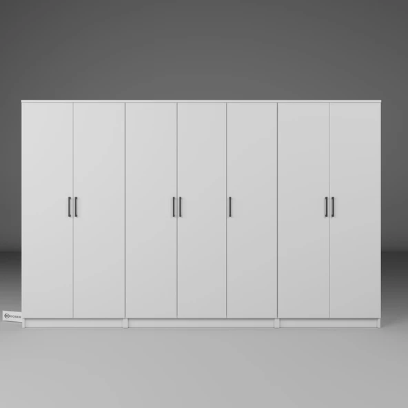 Midoser Kardelen Serisi Beyaz 7 Kapılı 13 Raflı 280 Cm Elbise Dolabı-gardırop Seti, Derinlik : 50 Cm - 4