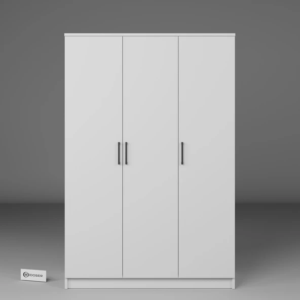 Midoser Kardelen Serisi 120 Cm Mat Beyaz 3 Kapılı 5 Raflı Elbise Dolabı - Gardırop Seti - 4