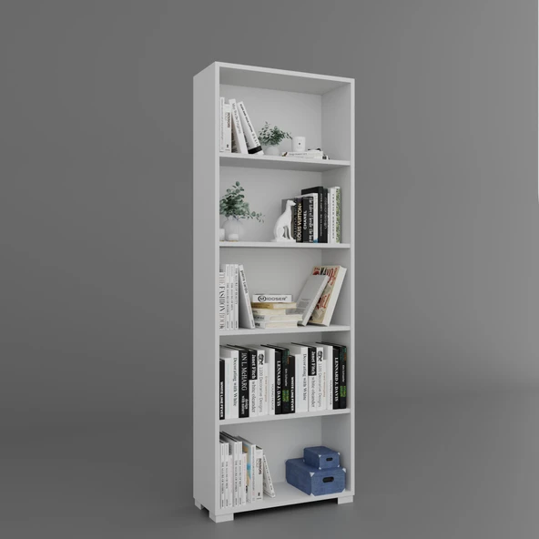 Midoser Lucas Serisi Mat Beyaz 5 Raflı Kitaplık - 3