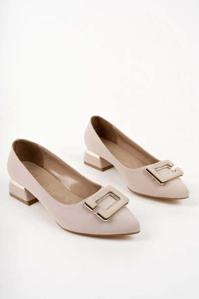 Muggo VENTİ Kalın Topuk Sivri Burun Tokalı Kadın Klasik Topuklu Ayakkabı - 10