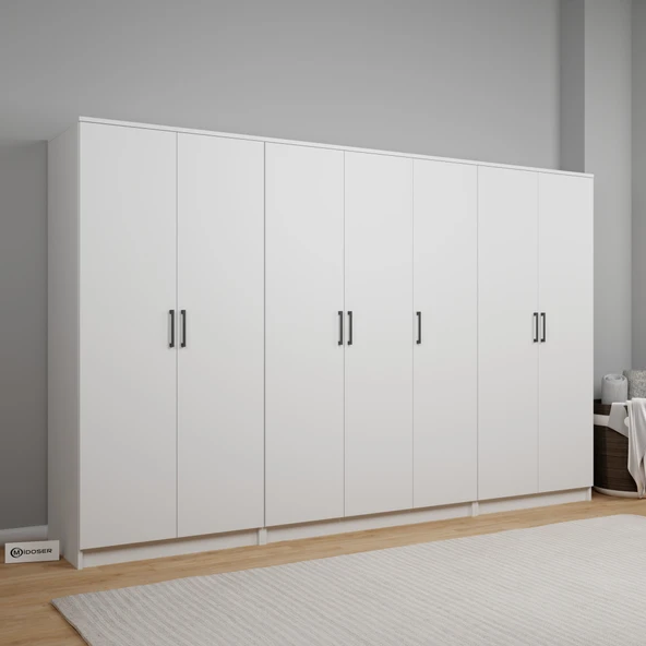 Midoser Kardelen Serisi Beyaz 7 Kapılı 13 Raflı 280 Cm Elbise Dolabı-gardırop Seti, Derinlik : 50 Cm - 3