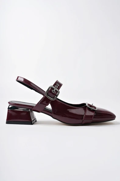 Muggo YUQİ Arkası Açık Küt Burun Çift Kemerli Kadın Günlük Klasik Kısa Topuklu Ayakkabı - 5