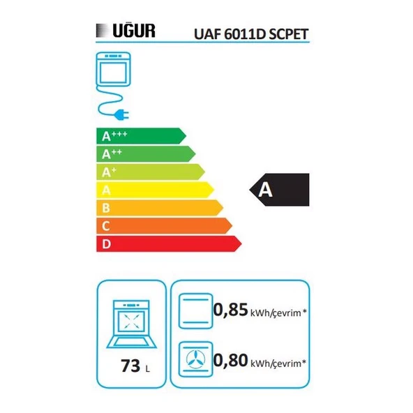 Uğur UAF 6011D SCPET Fry Art Siyah Ankastre Fırın - 4