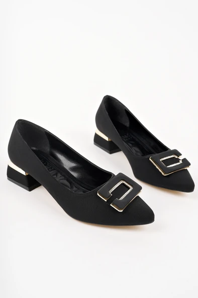 Muggo VENTİ Kalın Topuk Sivri Burun Tokalı Kadın Klasik Topuklu Ayakkabı - 2