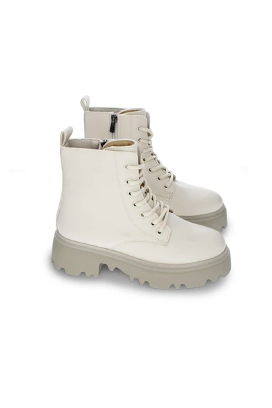 Kadın Kalın Tabanlı Günlük Postal Bot Fermuarlı Bağcıklı Tam Kalıp Kısa Bot - Resim 2