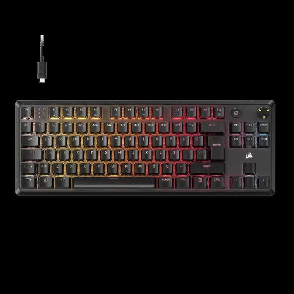 Corsair K70 CORE TKL RGB MLX Red V2 Switch Mekanik Türkçe Siyah Kablolu Gaming Klavye