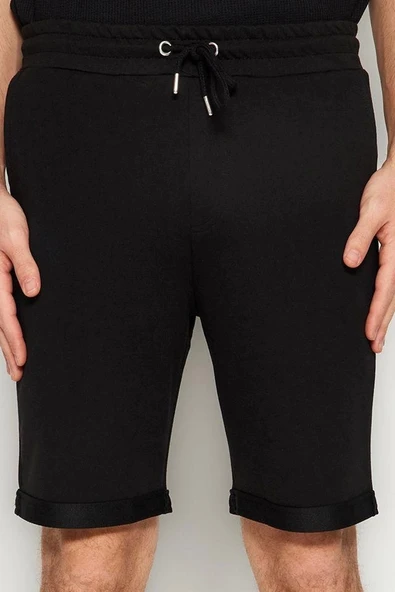 Moda Örme Geniş Paça Gündelik Regular Normal Kesim Orta Boy Lastik Belli Bağcıklı Duble Paça Şort