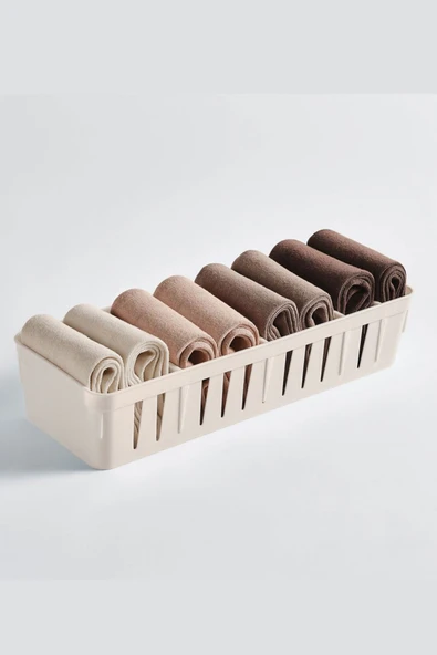 1 Adet Orta Boy Ayarlanabilir Beyaz Plastik Organizer & Çekmece Düzenleyici - Resim 3