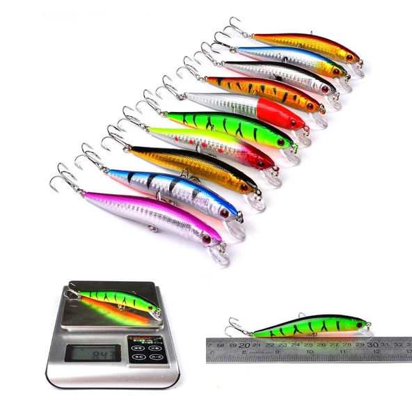 Valkyrie 20 Adet Karışık Minnow Crankbait Swimbait Rapala Sahte Yem Olta Seti Balık İğnesi - 3