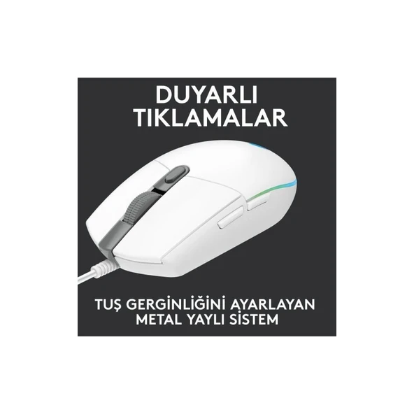 Logitech G G102 Lightsync RGB Kablolu Gaming Mouse, Beyaz-TEŞHİR - 5