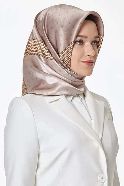 Armine E19YA8113D0302 Dj Saf İpek Eşarp 8113D (T) (Nostalji Twill) - Resim 3