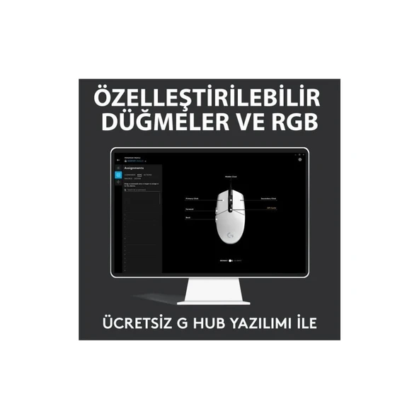 Logitech G G102 Lightsync RGB Kablolu Gaming Mouse, Beyaz-TEŞHİR - 9