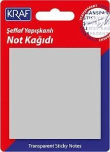 KRAF YAPISKANLI NOT KAGIDI 76X76 50 YP.SEFFAF GRI