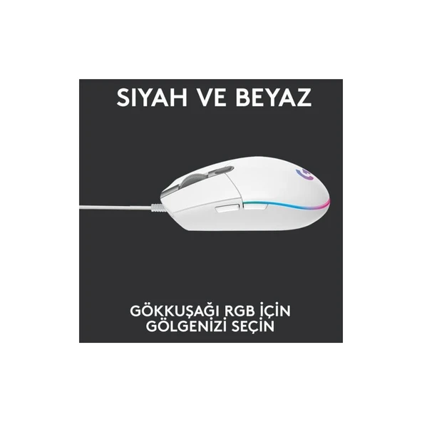 Logitech G G102 Lightsync RGB Kablolu Gaming Mouse, Beyaz-TEŞHİR - 7