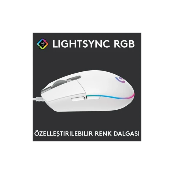 Logitech G G102 Lightsync RGB Kablolu Gaming Mouse, Beyaz-TEŞHİR - 2