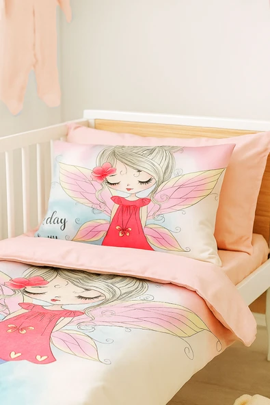 Dijital Baskılı 3d Pamuklu Yenidoğan Bebek Nevresim Takımı Angel Today - 3