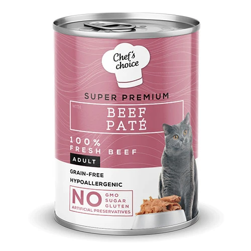 Chefs Choice Pate Beef Biftekli Tahılsız Ezme Yetişkin Kedi Konservesi 400 Gr ürün görseli 1