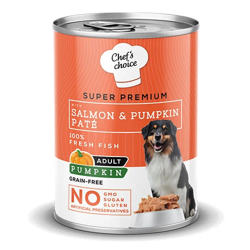 Chefs Choice Pumpkin Pate Somonlu Balkabaklı Tahılsız Yetişkin Köpek Konservesi 12 Adet 400 Gr