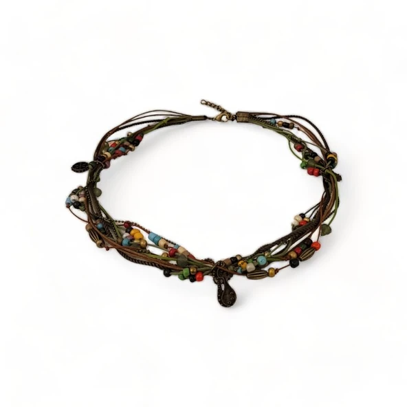 Gökyüzü Harmonisi Boncuklu Kedili Kadın Kolye - Resim 3