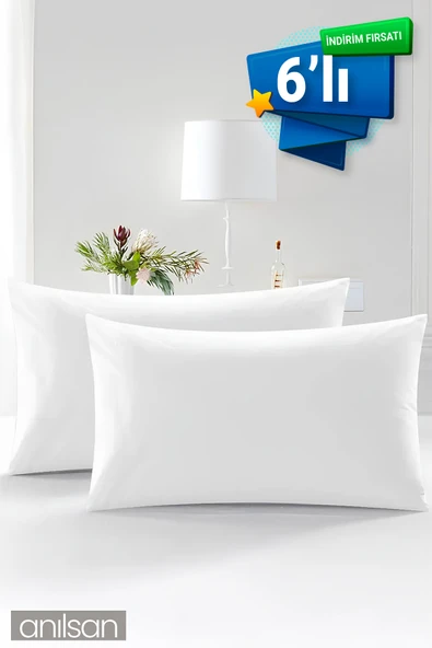 6'lı Mikrofiber Antialerjik Yastık - 800gr, 50x70cm, Boncuk Silikon Dolgulu