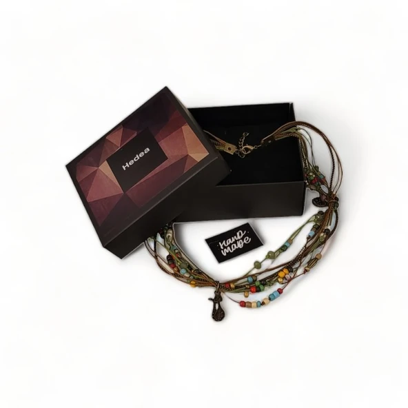 Gökyüzü Harmonisi Boncuklu Kedili Kadın Kolye - Resim 4