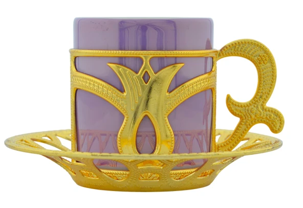 Busem 6 Kişilik 18 Parça Renkli Fincan Mix Kahve Seti Altın Renk Kutulu - 4