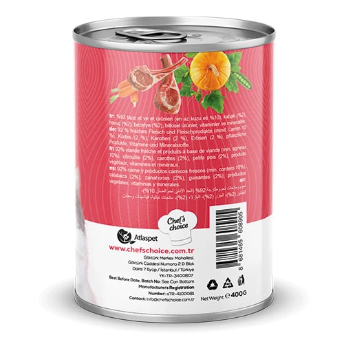 Chefs Choice Pumpkin Pate Lamb Kuzulu Balkabaklı Tahılsız Yetişkin Kedi Konservesi 6 Adet 400 Gr - Resim 3