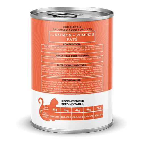 Chefs Choice Pumpkin Pate Somonlu Balkabaklı Tahılsız Yetişkin Kedi Konservesi 12 Adet 400 Gr - Resim 3