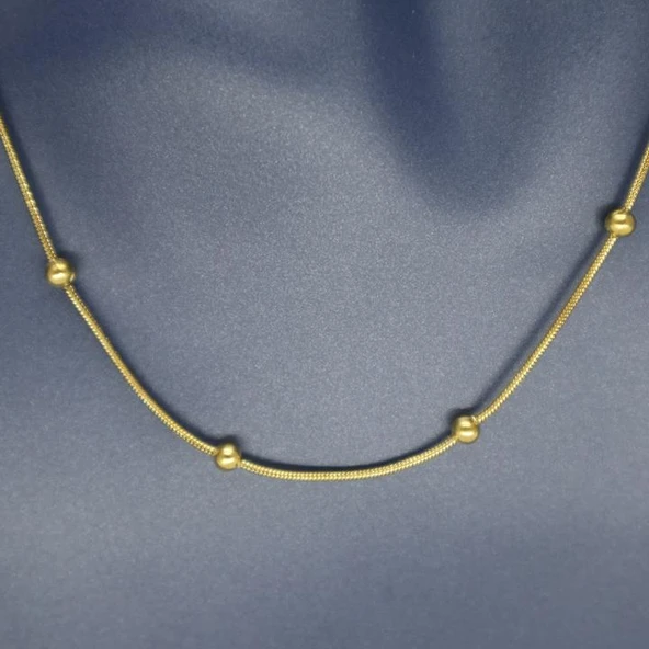 Gökyüzü İncisi Toplu Kadın Genç Kolye Sarı 45 cm - Resim 2