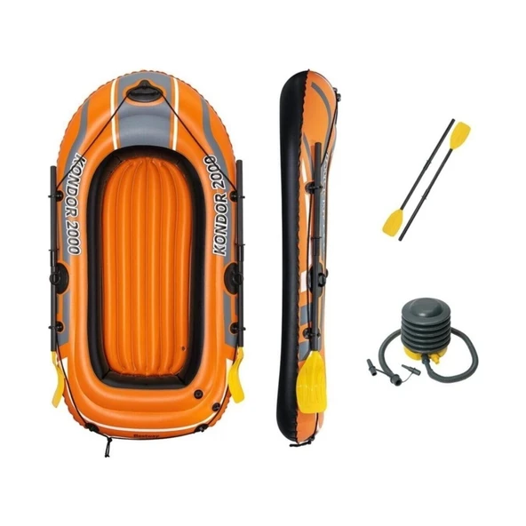 BESTWAY DENİZ BOTU POMPA+KÜREK İKİ KİŞİLİK 196X114CM NO61062 0068 9756 - 2