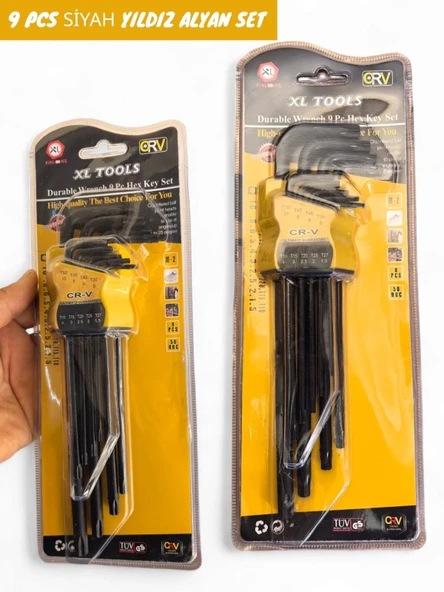 9 Parça Yıldız Kısa Alyan Seti Siyah Allen Takımı