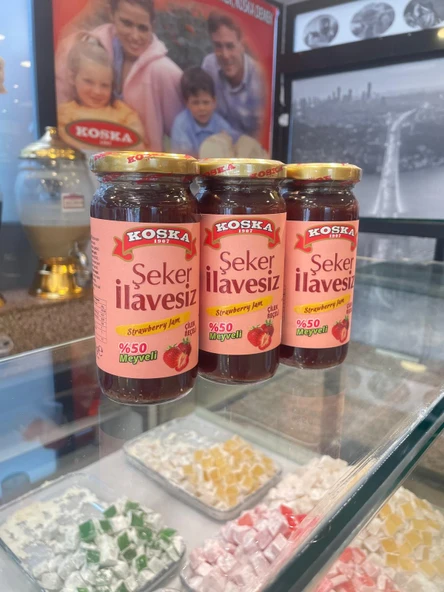 KOSKA ŞEKER İLAVESİZ ÇİLEK REÇELİ 270 GR KOLİ 12 ADET - 2