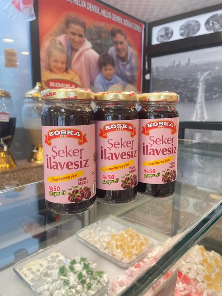 KOSKA ŞEKER İLAVESİZ VİŞNE REÇELİ 270 GR KOLİ 12 ADET - 2